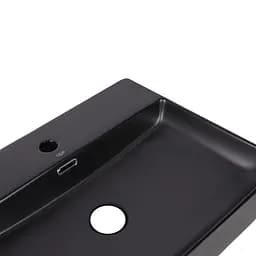 Умивальник Qtap Nando LT підвісний прямокутний 500x420x120 мм Black matt + донний клапан PU03O, Чорний матовий - мініатюра 5