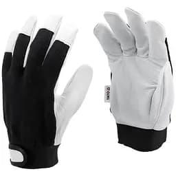 Рукавички робочі Yato бавовна + шкіра розмір 8 біло-чорні (YT-74639)