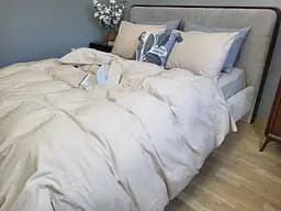 Комплект постельного белья Washed Cotton из вареного хлопка латте Latte  - двуспальный