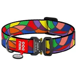 Ошейник для собак Waudog Nylon Витраж, с QR паспортом, металлическая пряжка-фастекс, XXL, 43-70х3,5 см
