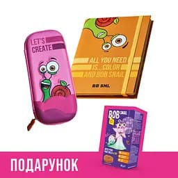 Набір: пенал з 3D елементами BB SNL рожевий + блокнот BB SNL A5 у клітинку 252 аркуші помаранчевий