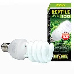 Лампа террариумная Exo Terra Reptile UVB100 для тропических рептилий, ультрафиолетовая, люминесцентная, 26 W, E27