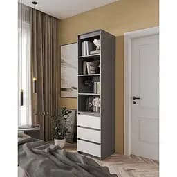 Пенал открытый с шухлядами Moreli T-219 500x2117x498 мм Антрацитовый/Белый (mo-t219-antracit-white)