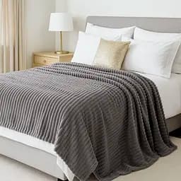 Плед-покривало шарпей сірий у смужку 2см 200х220 см (00079)