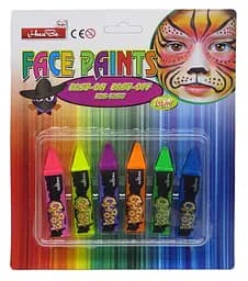 Краска-карандаш для грима, неон, 6 цветов