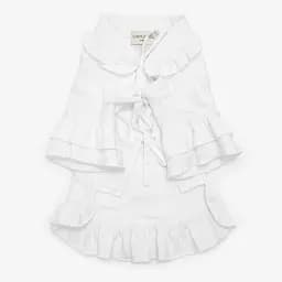 Плаття лляне з рюшами для собак біле S/M (довжина спинки 38-44см)