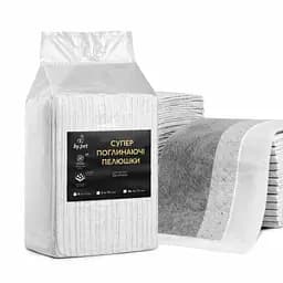 Пелюшки для собак Пухнасте Щастя 90х60 см з бамбуковим вугіллям 20 шт. Чорні