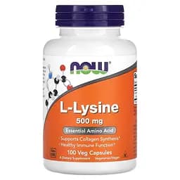 Амінокислота NOW L-Lysine 500 mg, 100 капсул