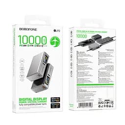 Портативний ЗП Power Bank BOROFONE BJ72 Energy 22.5W+PD20W with display 10000 mAh Metal gray - мініатюра 2