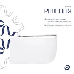 Унітаз підвісний Qtap Taurus Ultra Quiet, з сидінням Slim Duroplast/ Soft-close/ Quick Release QT2433084EUQW - мініатюра 3