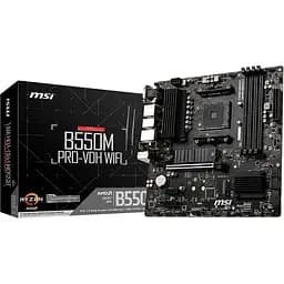 Материнська плата MSI AM4 (B550) B550M PRO-VDH WIFI, B550, 4xDDR4, Int.Video(CPU), 4xSATA3, 2xM.2, 1xPCI-E 16x 4.0, 2xPCI-E 1x 3.0, ALC892, RTL8111HN, WiFi ac, Bluetooth, 7xUSB3.2/6xUSB2.0, VGA/HDMI/DP, MicroATX - мініатюра 2