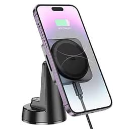 Тримач Hoco Speed magnetic wireless fast charging Car holder HW16 center console 15W 4.5-7" - мініатюра 2
