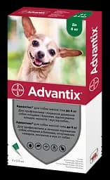 Краплі Elanco (Bayer) Advantix від бліх і кліщів для собак до 4 кг, 4 піпетки - мініатюра 2