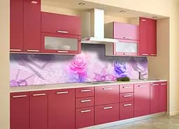 Кухонний фартух Ранкові Півонії вінілова наклейка ПВХ квіти Рожевий 60х300 см Happy Pocket Z180725 - мініатюра 2