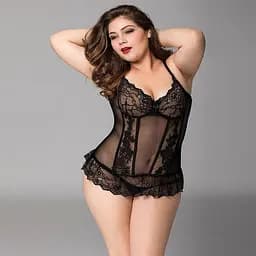 Кружевной корсет JSY Сексуальная Белла Plus Size Black, мелкая сетка, гипюр, чашки с косточками
