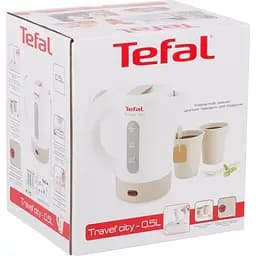 Електрочайник Tefal Travel-o-city Strix 0.5 л пластик в комплекті 2 склянки + 2 ложки біло-бежевий (KO120130) - мініатюра 6