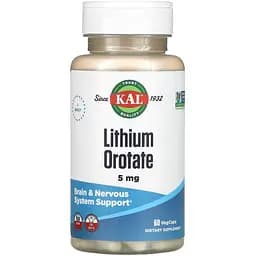 Літій оротат KAL Lithium Orotate 5 мг 60 вегетаріанських капсул