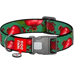 Нашийник для собак нейлоновий Waudog Nylon з QR паспортом малюнок Гранати XXL