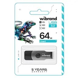 USB флеш накопичувач Wibrand 64GB Lizard Black USB 3.2 Gen 1 (USB 3.0) (WI3.2/LI64P9B) - мініатюра 3