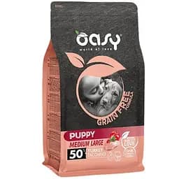 Беззерновий сухий корм Oasy Dog Grain Free Puppy Medium/Large для цуценят середніх і великих порід індичка з яблуком та журавлиною 2.5 кг