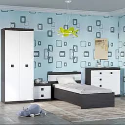 Спальня дитяча Еверест Соната Комплект 7 (модульна - 4 елементи) венге темний/білий (EVR-2590)