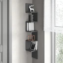 Полка настенная Vays M-9 Антрацит угловая из 5 секций ЛДСП 20x20x128 см для дома офиса гостиной