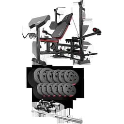 Набор Hop-Sport Premium 38кг со скамьей HS-1075 Pro, штангой и гантелями