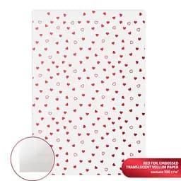 Калька напівпрозора з тисненням „Red Hearts“, 21х29,7см, 100 г/м2, ROSA TALENT