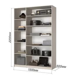 Шафа 3-дверна з антресоллю MebelStar Оскар Gloss BL-B, 4 додаткові полиці 150x52x260 см Дуб тахо/Чорний (MBS-5500) - мініатюра 3
