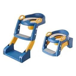 Дитяче складане сидіння на унітаз зі сходинками та ручками 2в1 + Горщик Жовто-синій