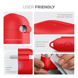 Силіконовий чохол для навушників Apple AirPods 4, Hang Case, червоний, ультратонкий захисний кейс товщиною 2 мм, захист від подряпин, пилу та ударів, компактний, з карабіном для кріплення, ArmorStandart (ARM81293) - мініатюра 5