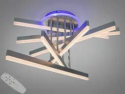LED люстра стельова 102Вт димер пульт матовий хром