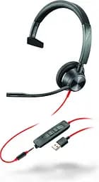 Компьютерная моногарнитура On-ear Blackwire 3315, USB-A, всенаправленный, черный Poly teh0013056