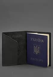 Шкіряна обкладинка для паспорта з українським гербом чорна - мініатюра 3