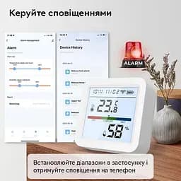 Розумний Wi-Fi датчик температури та вологості повітря Tuya SmartLife з підсвічуванням wifi термометр гігрометр White - мініатюра 3