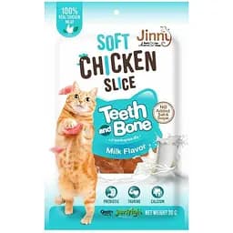 Ласощі для котів Jinny м'які курячі слайси зі смаком молока 30 г