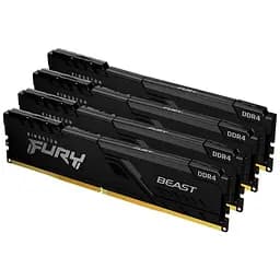 Модуль пам'яті Kingston Fury DDR4 64GB (4x16GB) 3200MHz Beast Black (KF432C16BB1K4/64)