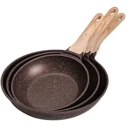 Набір сковорідок універсальних MGC алюмінієвих з антипригарним покриттям 1,2/2/3 л, кавовий MGC HP-4-410CO