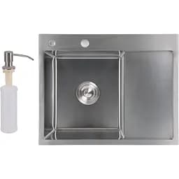 Мийка для кухні Lidz Handmade H6350R інтегрована крило праворуч 3.0/1.0 мм Brushed Steel (LDH6350BRUR45587)