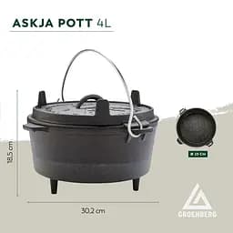 Казан з кришкою Groenberg Askja Pot 25 cm / 4 L Black (266016) - мініатюра 8