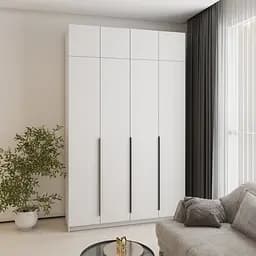 Шафа 4-дверна з антресоллю MebelStar Оскар ДСП BL-B, стандарт 160x52x260 см Аляска білий (MBS-4992)