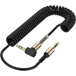 AUX кабель SP-206 пружинний TRS 3.5 - TRS 3.5 1.5 м без упаковки чорний