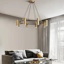 Подвесная латунная люстра ZION на 8 спотов Line.F MJ 129/8 BK+AB