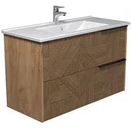 Тумба Мойдодир Cubic 100-A з умивальником Su-100 дуб обпалений