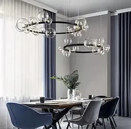 Светильник с 24 прозрачными плафонами-шарами разного диаметра Ст. AT 32/24 BK | Line F