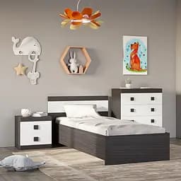 Спальня дитяча Еверест Соната Комплект 8 (модульна - 3 елементи) венге темний/білий (EVR-2592)