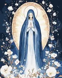 Набор для росписи по номерам Непорочная Дева с красками металлик, Ideyka, 40x50 см, КНО8535