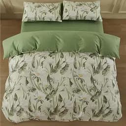 Комплект постільної білизни Ardesto Gloria Квіти двоспальний зелений (ART2022GF)