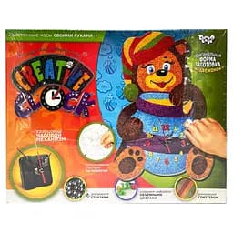 Набір для творчості "Creative clock: Ведмідь" Danko Toys СС-01-05 гліттер, годинниковий механізм
