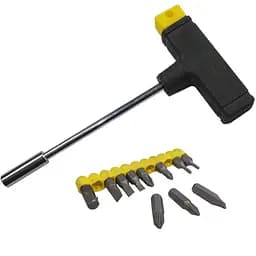 Набір 11 в 1 Сталь Т-подібна викрутка-тримач з бітами (58193)